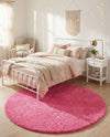 Plush Oasis Collection Area Rug - Serenity (Taffy Pink) Round Taffy Pink  lifestyle 89