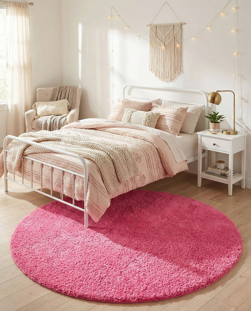 Plush Oasis Collection Area Rug - Serenity (Taffy Pink) Round Taffy Pink  lifestyle 89