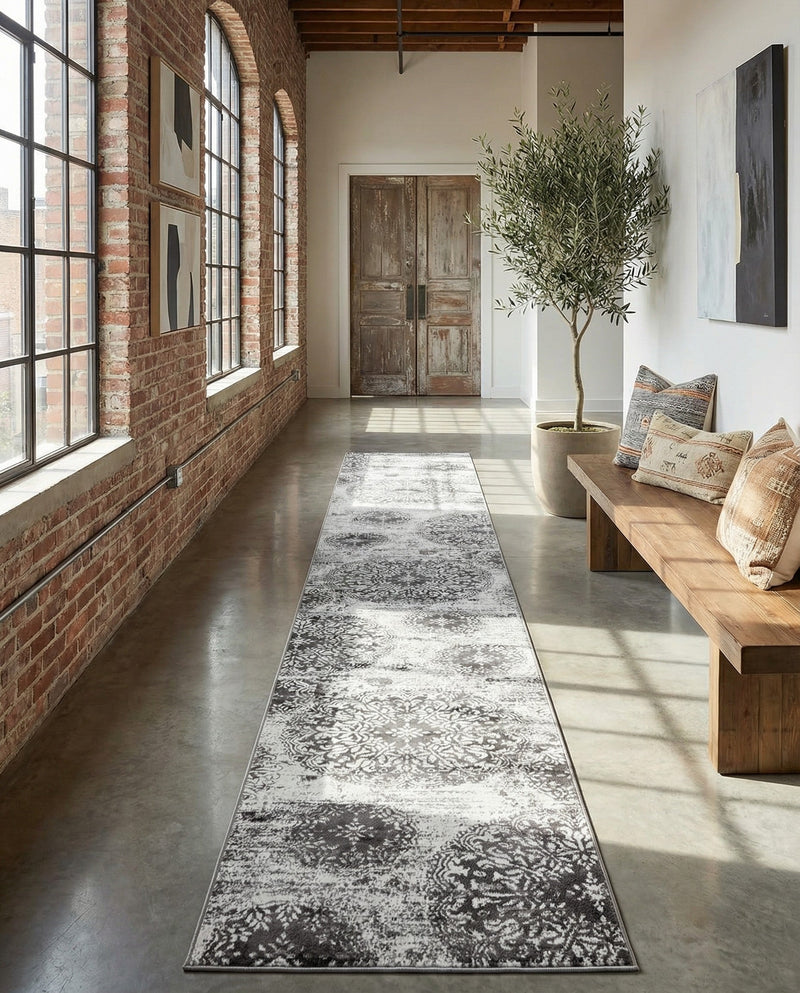 Riviera Elegance Collection Area Rug -  Monaco (Gray) Runner Gray  lifestyle 60
