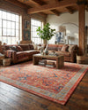 Seville Stripes Collection Area Rug -  Malaga (Brick Red) Rectangle Brick Red  lifestyle 9
