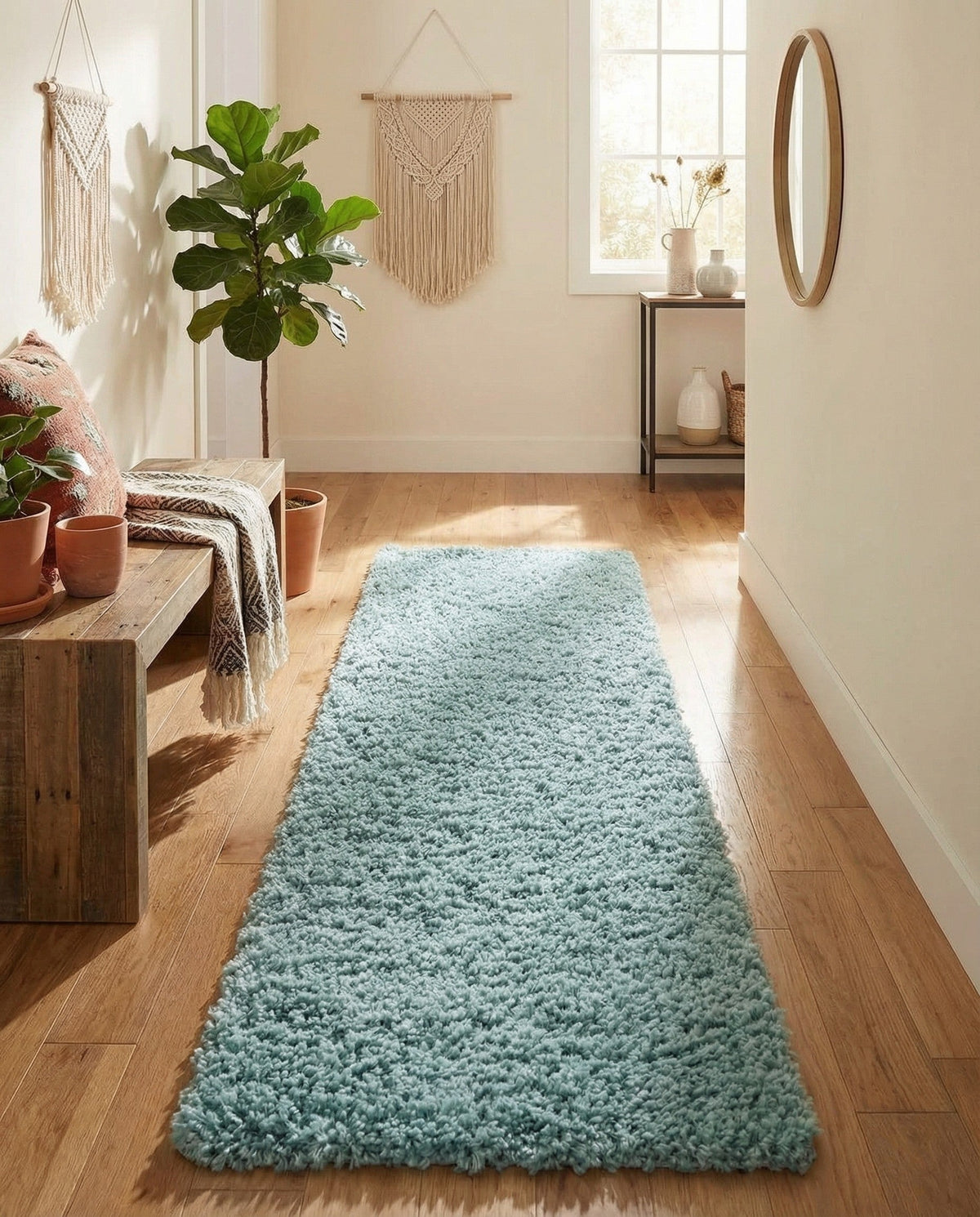 Alpine Plush Collection Area Rug -  Cortina (Aqua) Runner Aqua  lifestyle 87