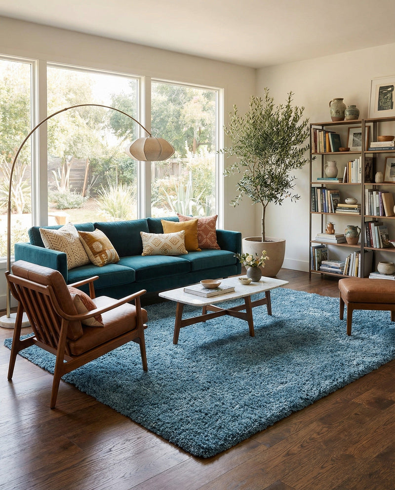 Eternal Plush Oasis Collection Area Rug -  Tranquility (Aegean Blue) Rectangle Aegean Blue  lifestyle 22