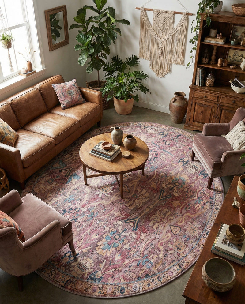Vintage Memories Collection Area Rug -  Memories Oval Pink  lifestyle 72