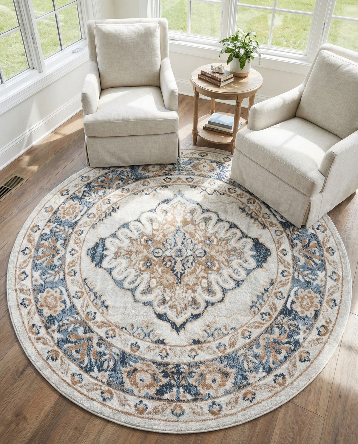 Cambridge Classics Collection Area Rug -  Magdalene (Cream) Round Cream  lifestyle 28
