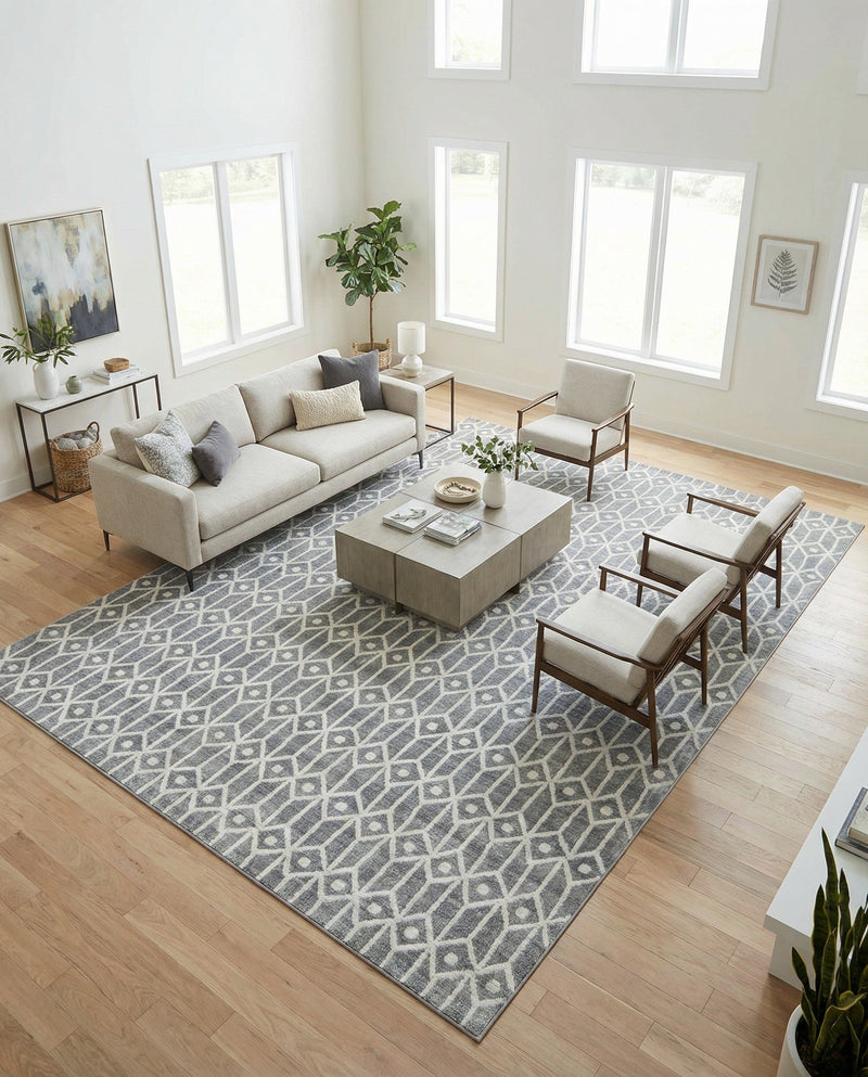 Garden Maze Retreat Collection Area Rug -  Mazeview Rectangle Gray  lifestyle 11