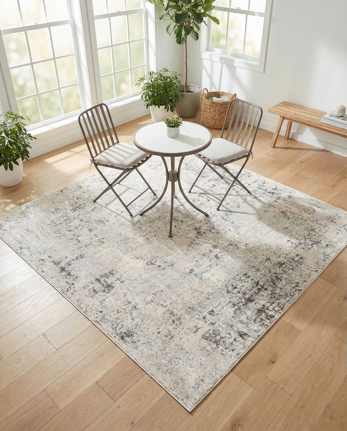 Aegean Elegance Collection Area Rug -  Paros Square Gray  lifestyle 84