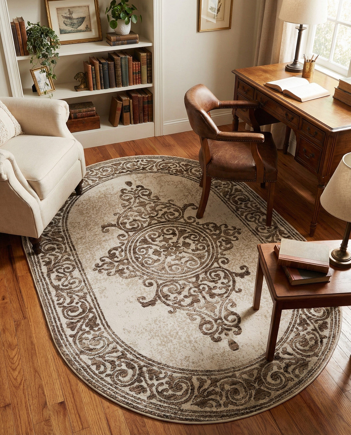 Sanctuary Retreat Collection Area Rug - Haven Oval Chocolate Brown  lifestyle 168
