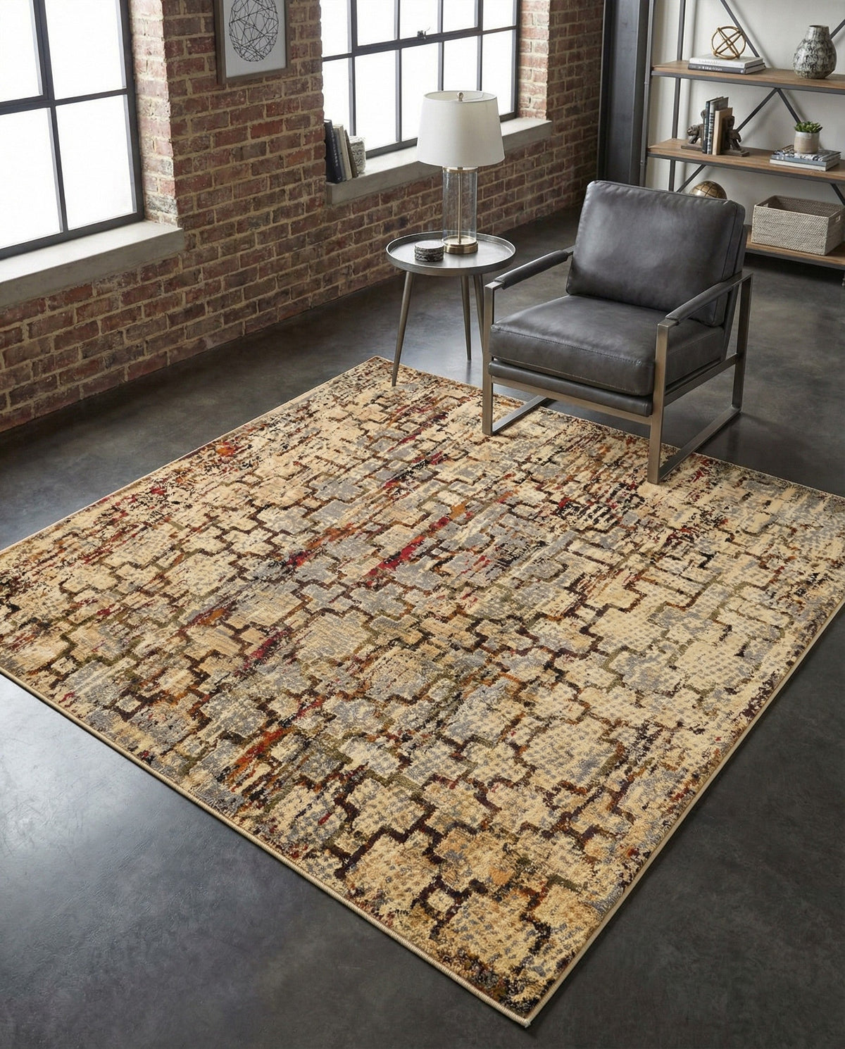 Neptune Elegance Collection Area Rug -  Proteus Square Beige Cream  lifestyle 154