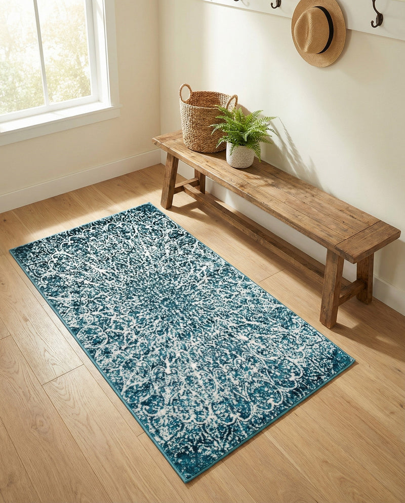 Riviera Elegance Collection Area Rug -  Eze Rectangle Turquoise  lifestyle 45