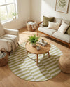 Seaside Stripes Collection Area Rug - Cabana (Green) Round Green  lifestyle 50