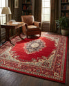 Tabriz Tapestry Collection Area Rug - Azerbaijan (Red) Rectangle Red  lifestyle 15