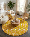 Berber Lattice Shag Collection Area Rug - Atlas (Yellow) Round Yellow  lifestyle 54