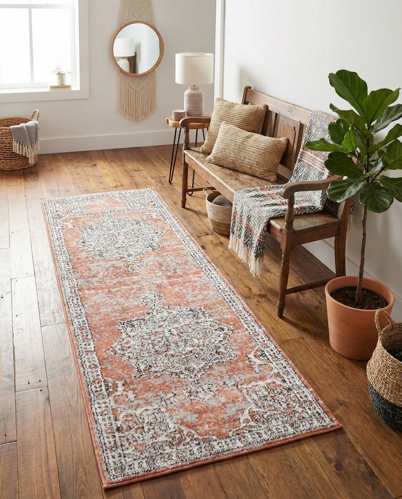 Mykonos Manor Collection Area Rug -  Tinos (Salmon Pink) Runner Salmon Pink  lifestyle 32
