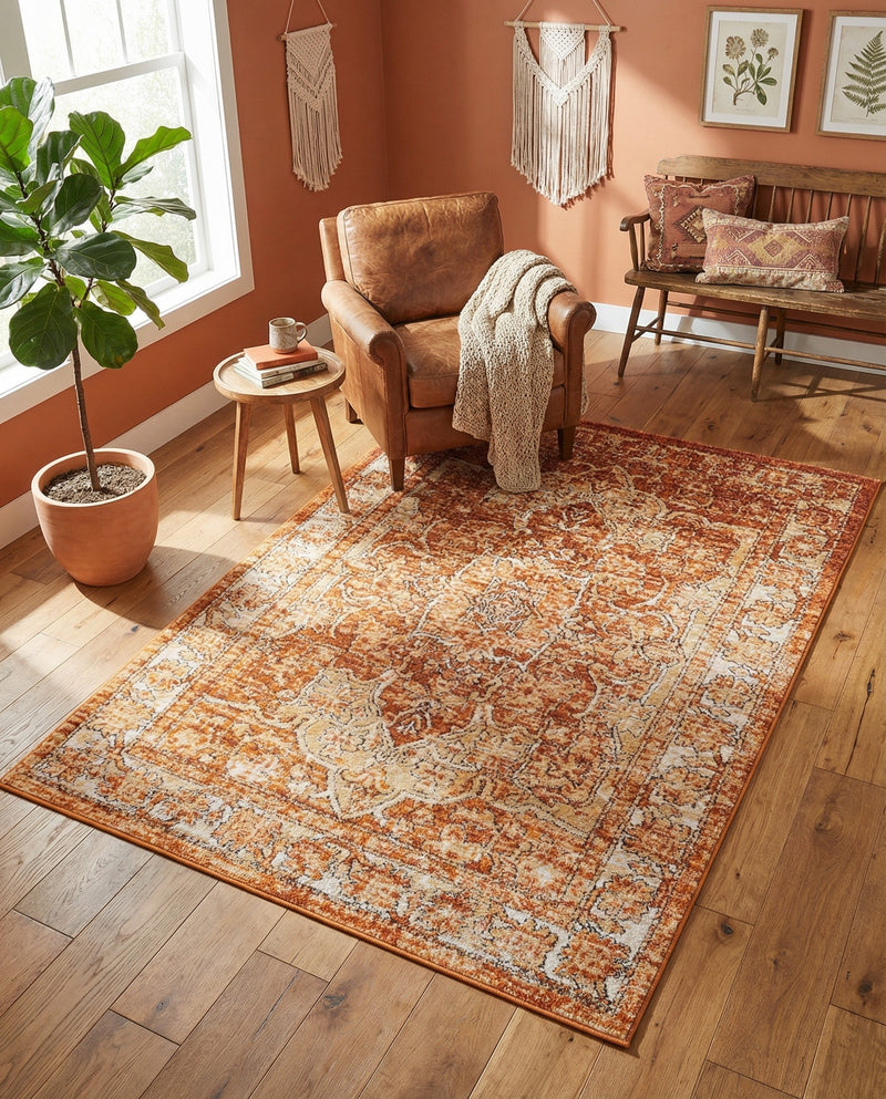 Savannah Soiree Collection Area Rug -  Everglade (Rust Red) Rectangle Rust Red  lifestyle 7