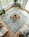 Tribal Terrace Treasures Collection Area Rug - Mayan Marina (Teal) Square Teal  lifestyle 64