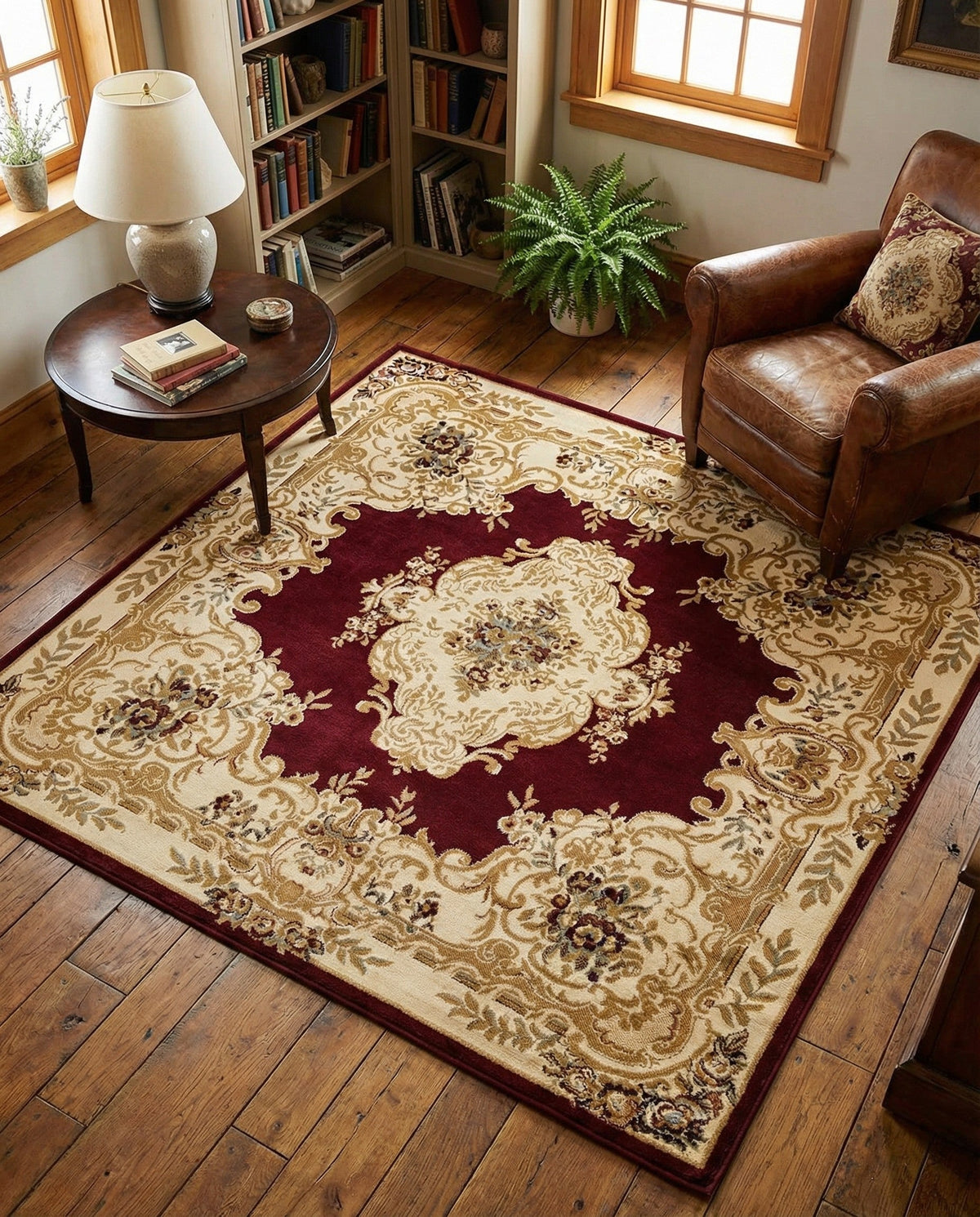 Versailles Elegance Collection Area Rug -  Vincennes Square Red  lifestyle 88