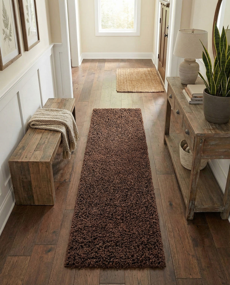 Plush Oasis Collection Area Rug - Serenity (Chocolate Brown) Runner Chocolate Brown  lifestyle 75