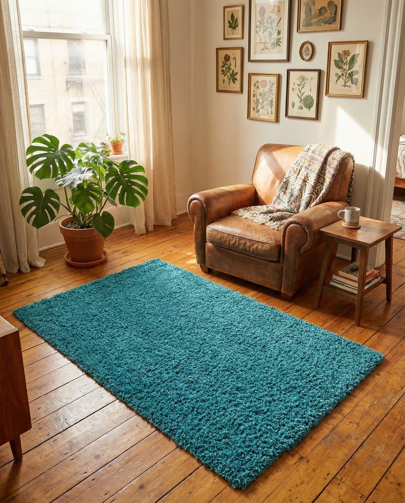 Plush Oasis Collection Area Rug - Serenity (Deep Aqua Blue) Rectangle Deep Aqua Blue  lifestyle 24