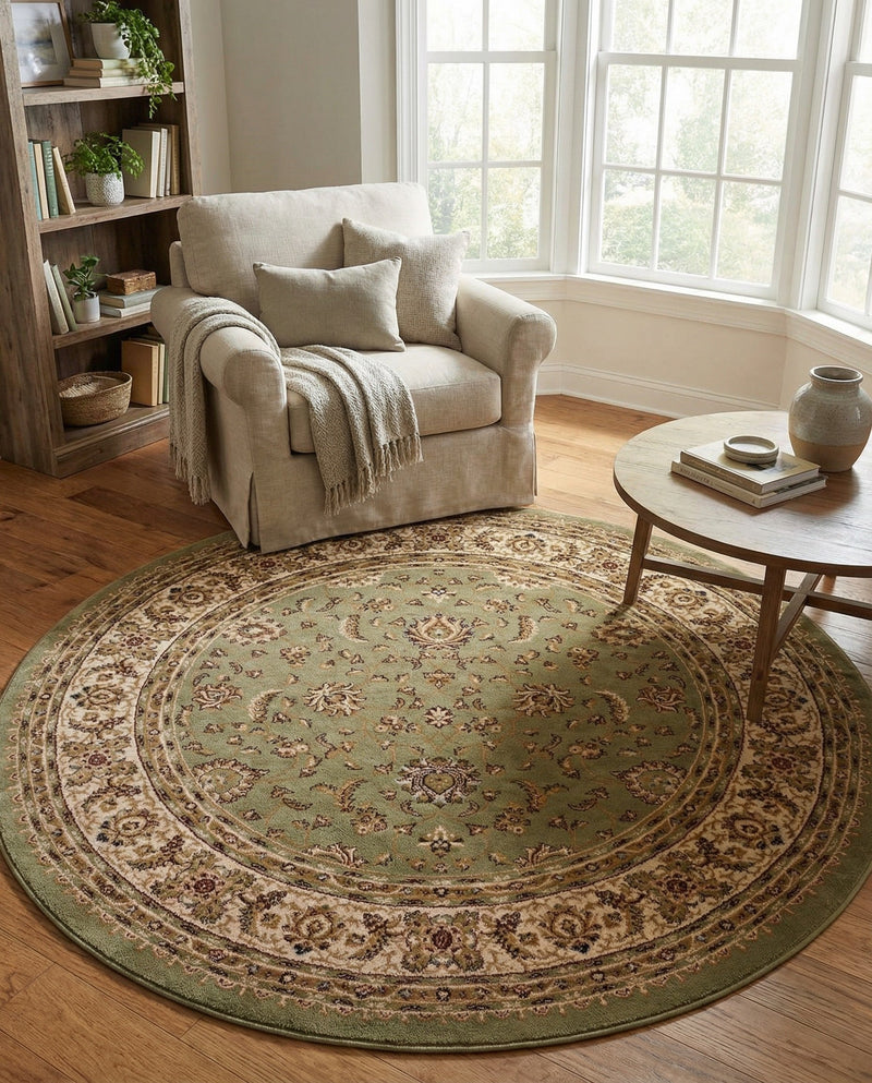 Jaipur Elegance Collection Area Rug -  Nahargarh (Green) Round Green  lifestyle 66