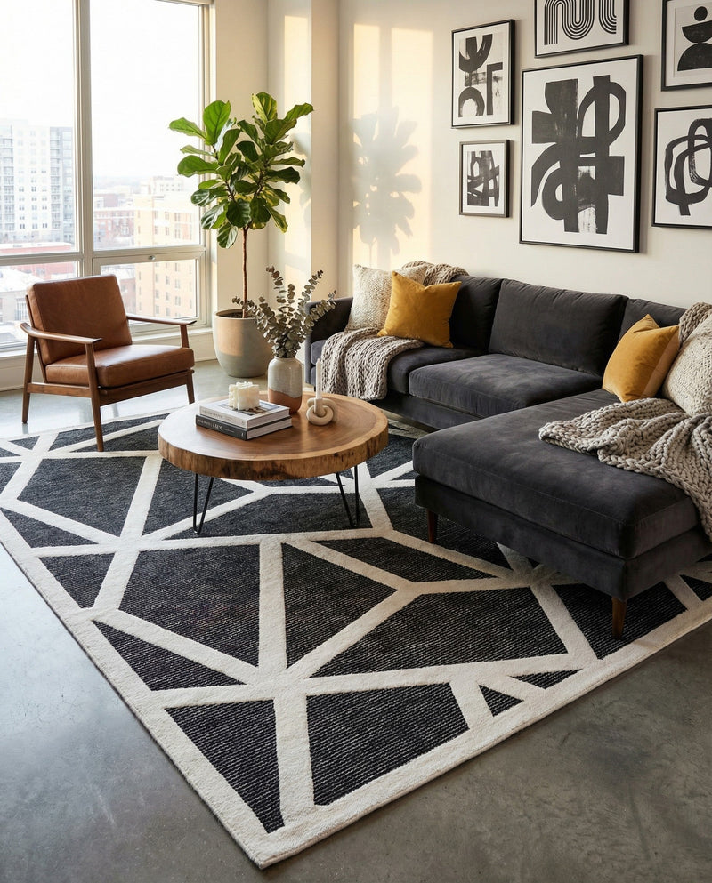 Monochrome Collection Area Rug -  Onyx Rectangle Gray  lifestyle 29