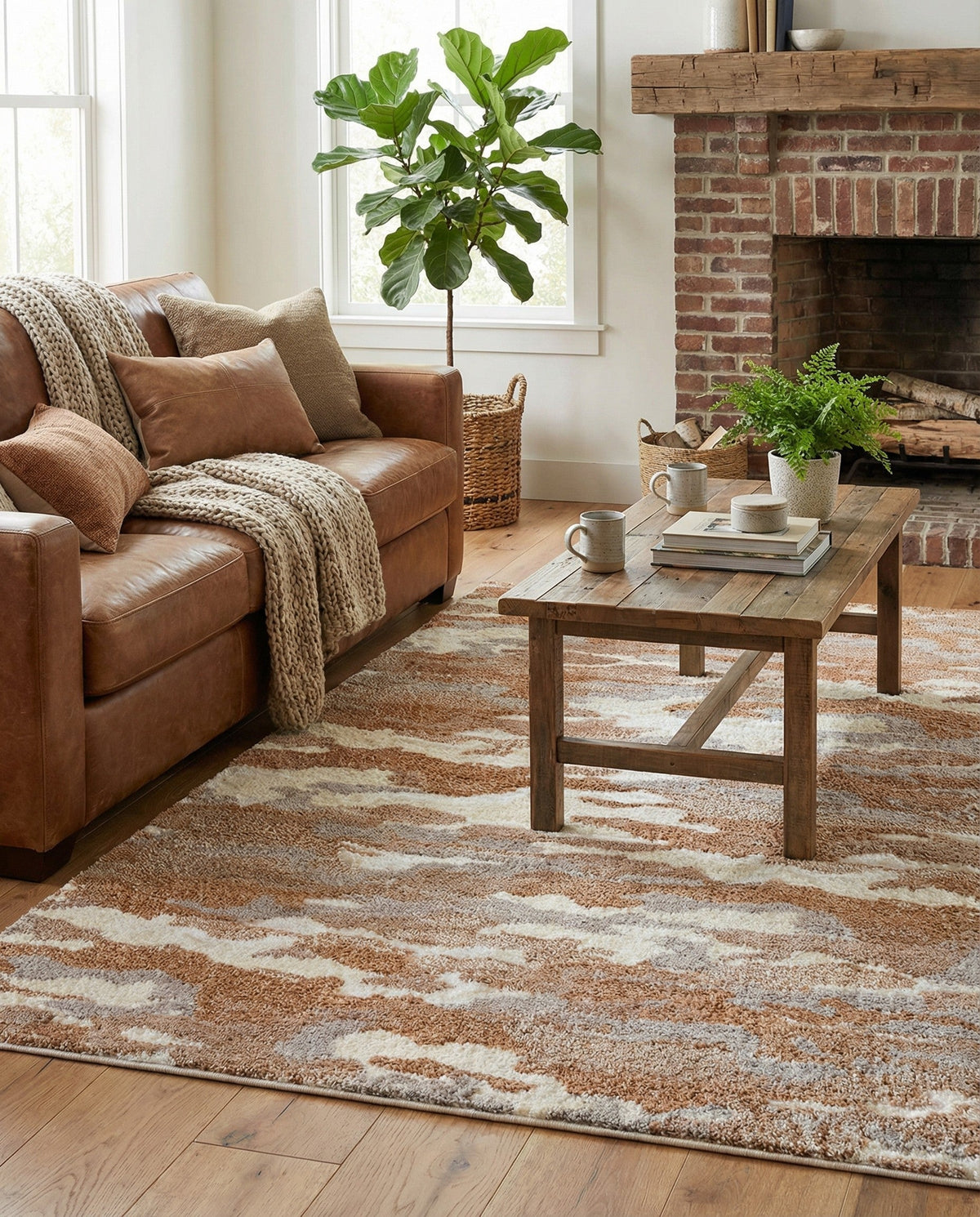 Sienna Collection Area Rug -  Veneto Rectangle Caramel and Ivory  lifestyle 41