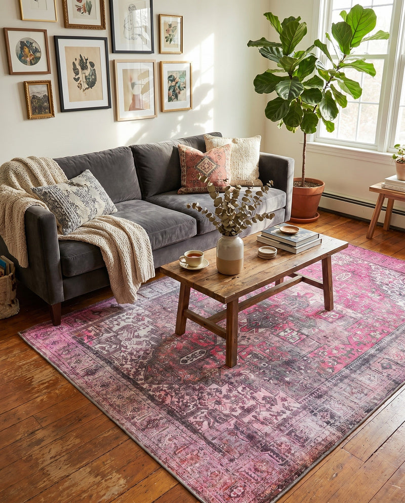 Heritage Elegance Collection Area Rug -  Windsor (Pink) Rectangle Pink  lifestyle 8