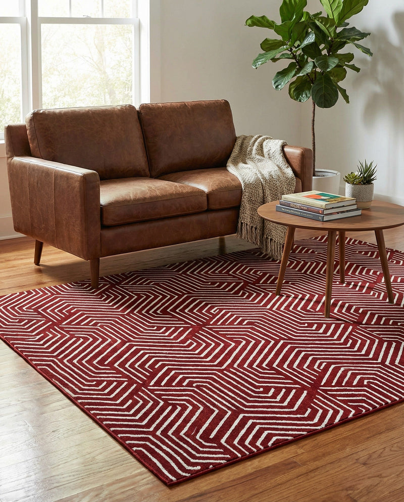 Aravalli Collection Area Rug - Udaipur Rectangle Burgundy Red  lifestyle 52