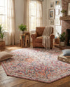 Vintage Memories Collection Area Rug -  Flashback Octagon Ivory and Pink  lifestyle 56