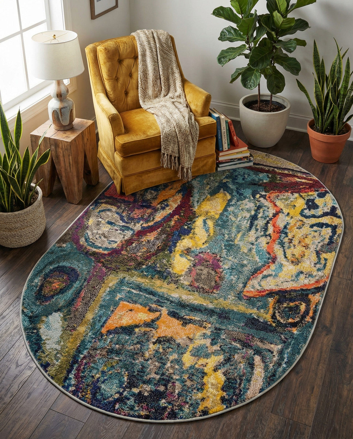 Autumnal Tapestry Collection Area Rug - Harvestville Oval Multi  lifestyle 92