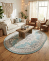 Beverly Grove Collection Area Rug -  Fairfax (Aqua) Oval Aqua  lifestyle 57