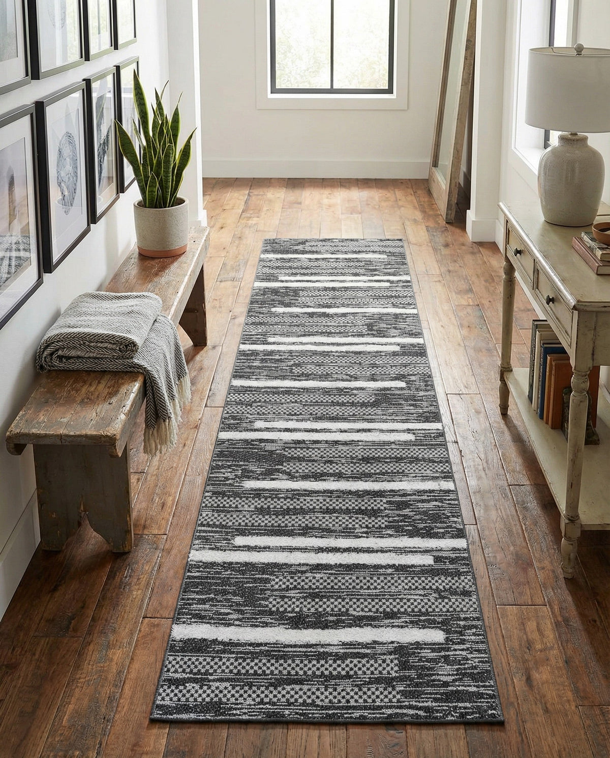 Cathedral Elegance Collection Area Rug - Chapel Runner Black  lifestyle 154