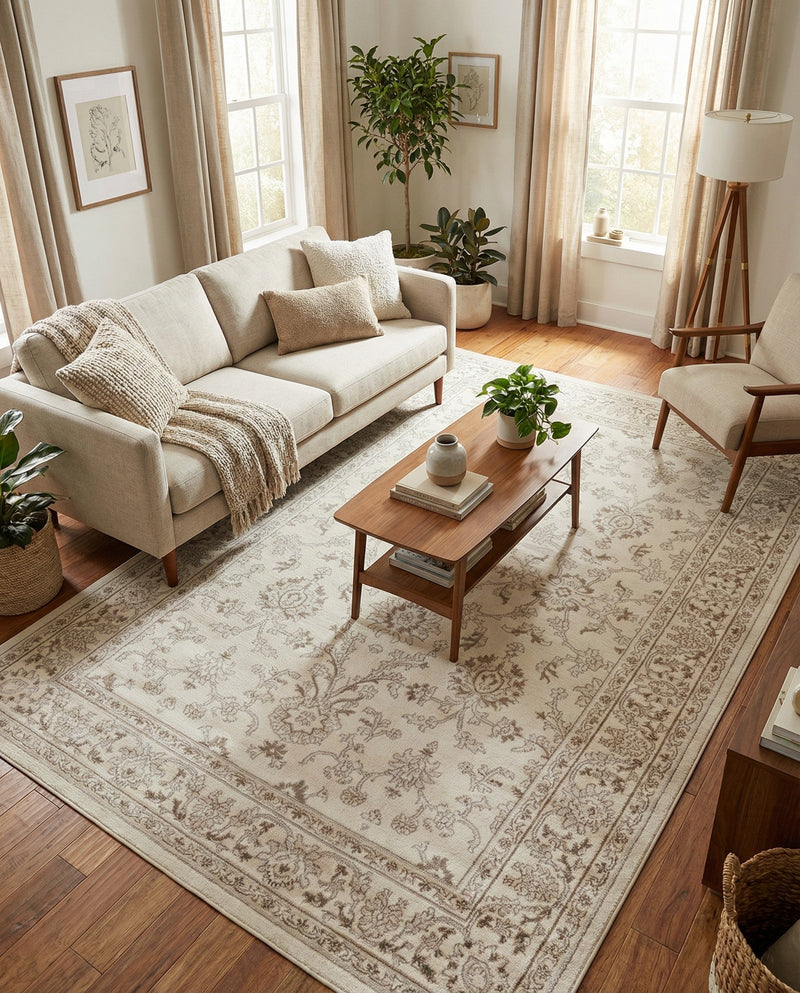 Savannah Elegance Collection Area Rug - Augusta (Ivory) Rectangle Ivory  lifestyle 5
