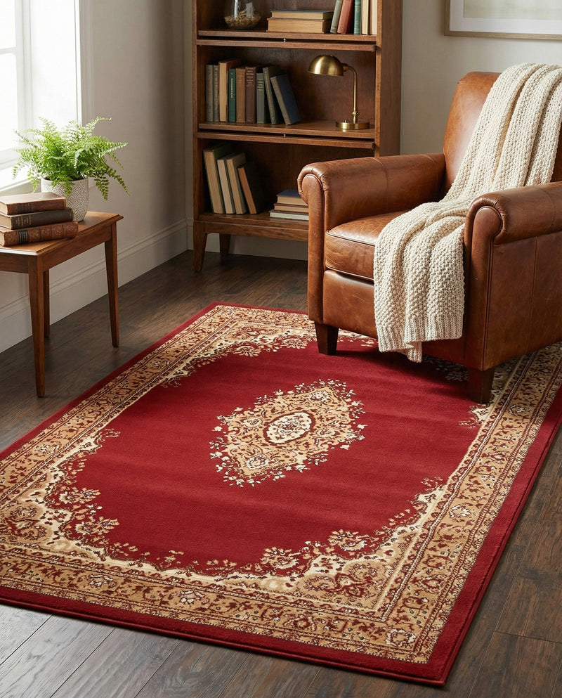 Tabriz Tapestry Collection Area Rug - Azerbaijan (Burgundy) Rectangle Burgundy  lifestyle 16
