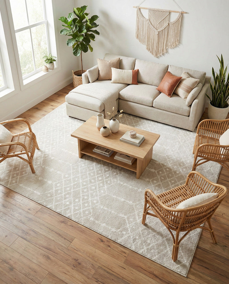 Marrakesh Lattice Collection Area Rug - Casablanca (Light Gray) Rectangle Light Gray  lifestyle 16