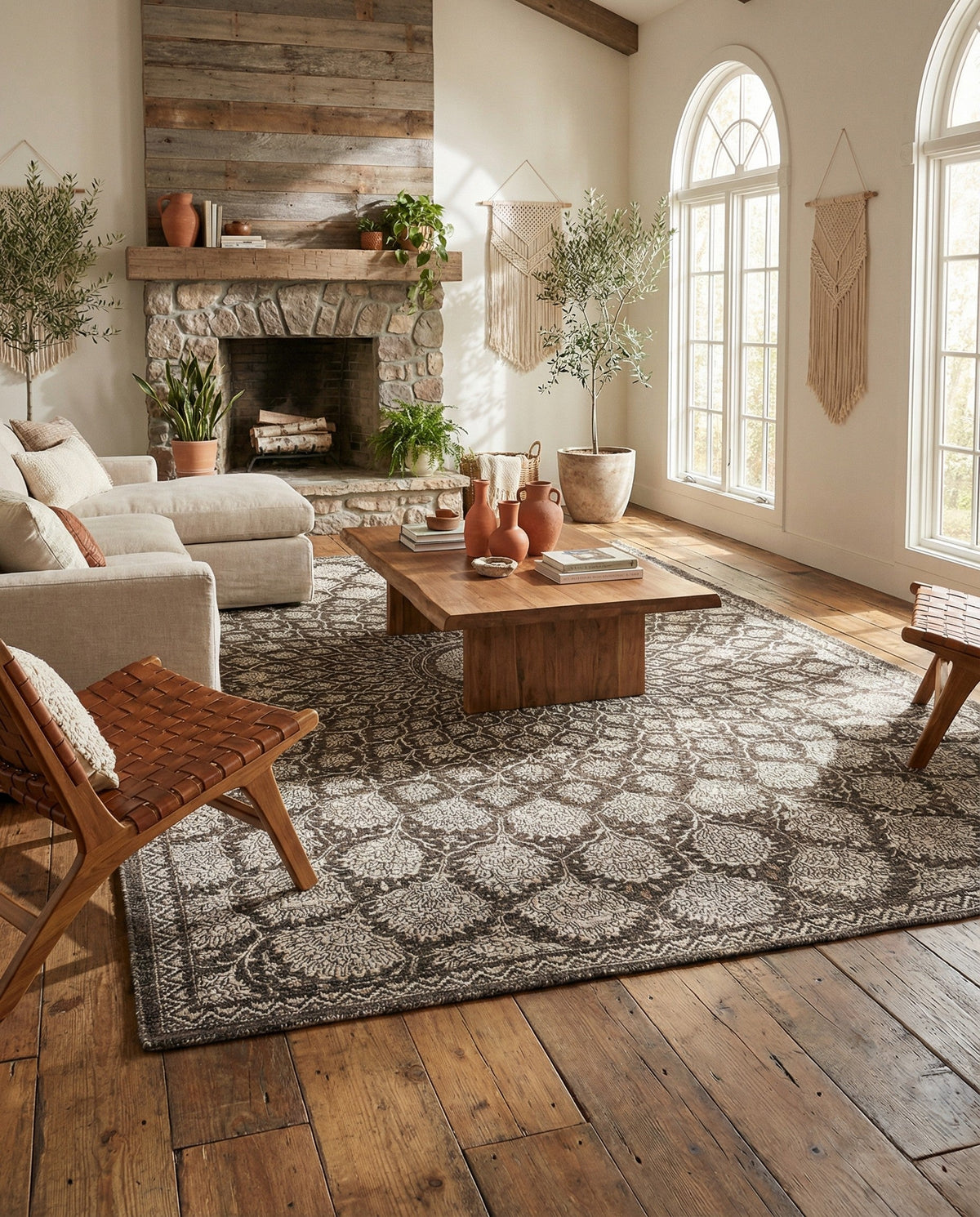 Savannah Threads Collection Area Rug -  Serengeti Rectangle Charcoal and Ivory  lifestyle 10
