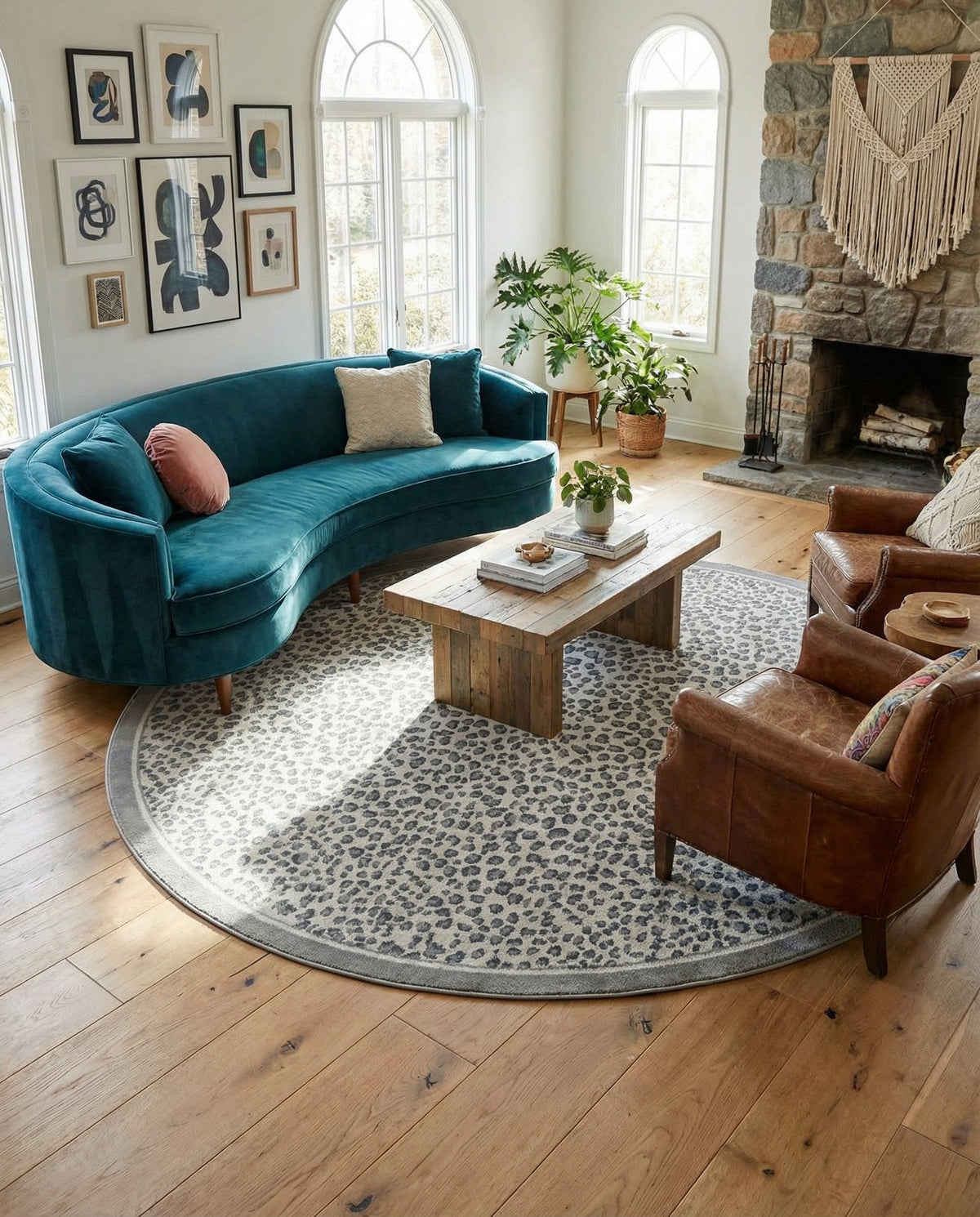 Savannah Sojourn Collection Area Rug - Serengeti Round Gray  lifestyle 149