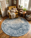 Cambridge Classics Collection Area Rug -  Magdalene (Blue) Round Blue  lifestyle 69