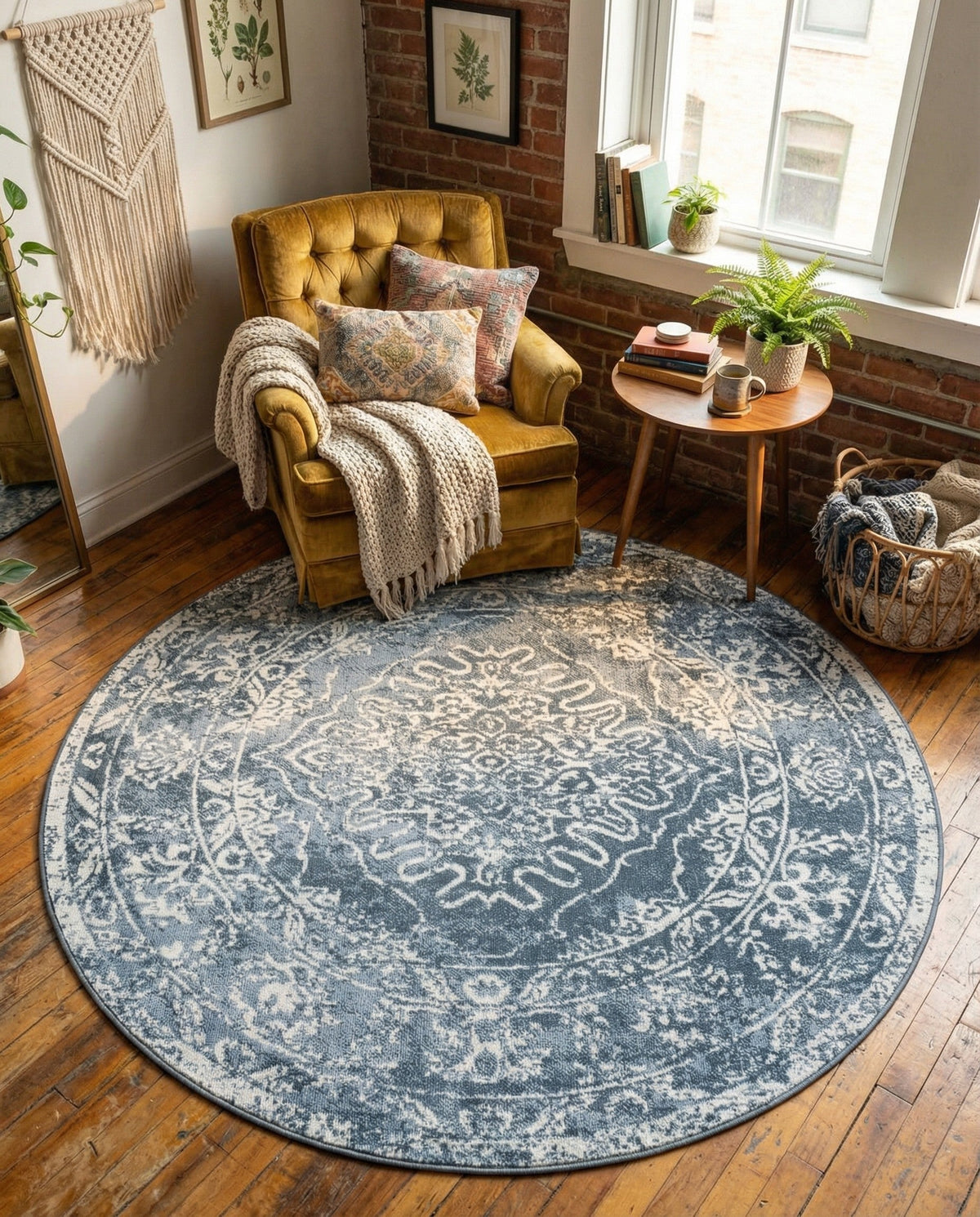 Cambridge Classics Collection Area Rug -  Magdalene (Blue) Round Blue  lifestyle 69