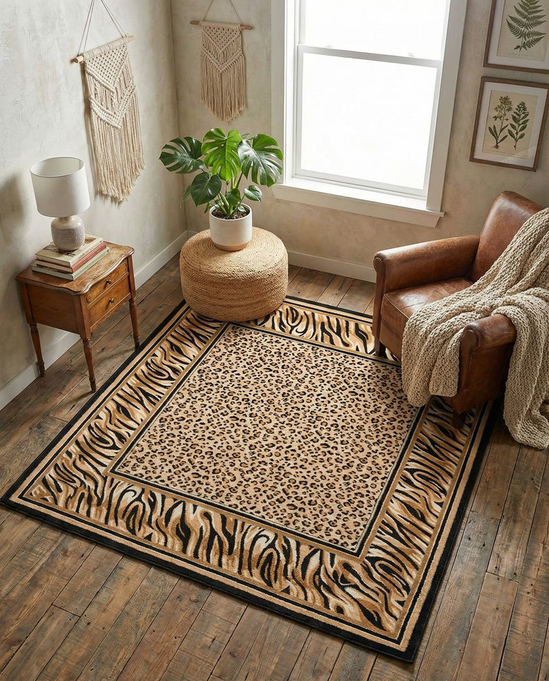 Savannah Sojourn Collection Area Rug -  Chobe Square Light Brown  lifestyle 63