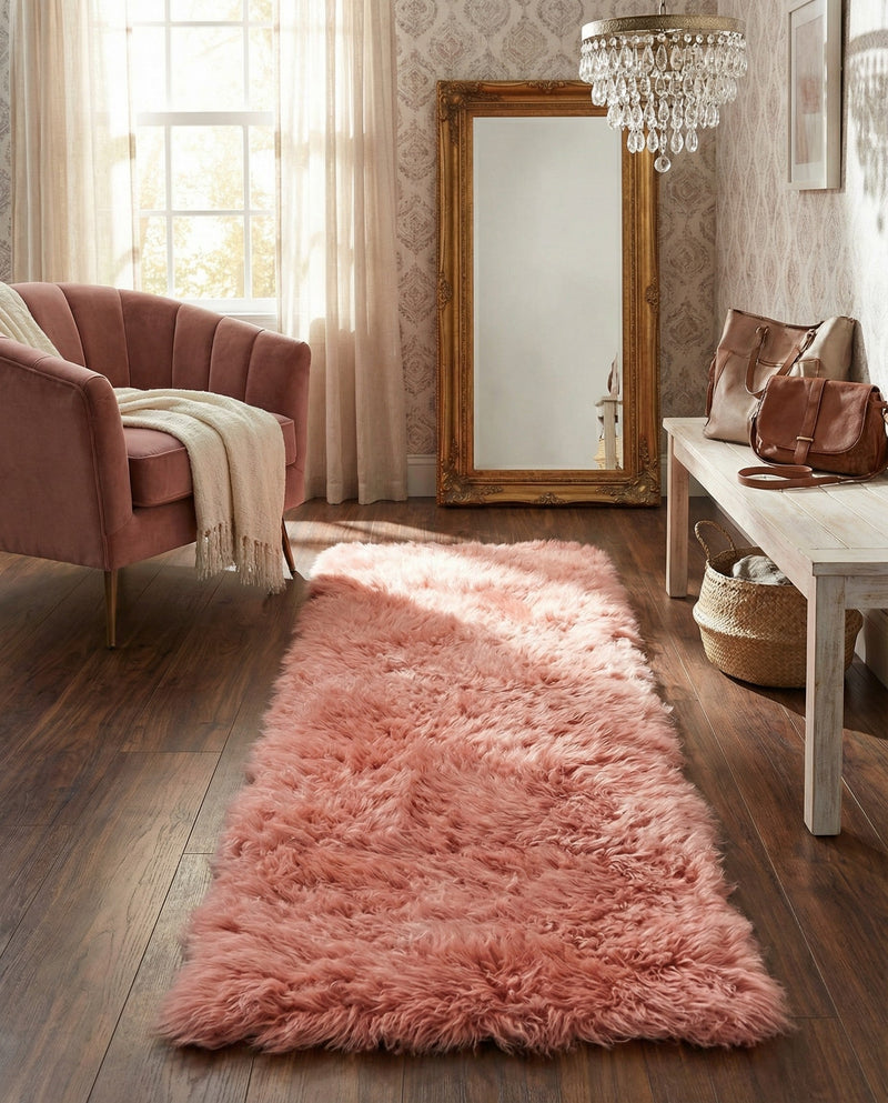 Lambskin Haven Collection Area Rug - Fleeceville Runner Pink  lifestyle 29