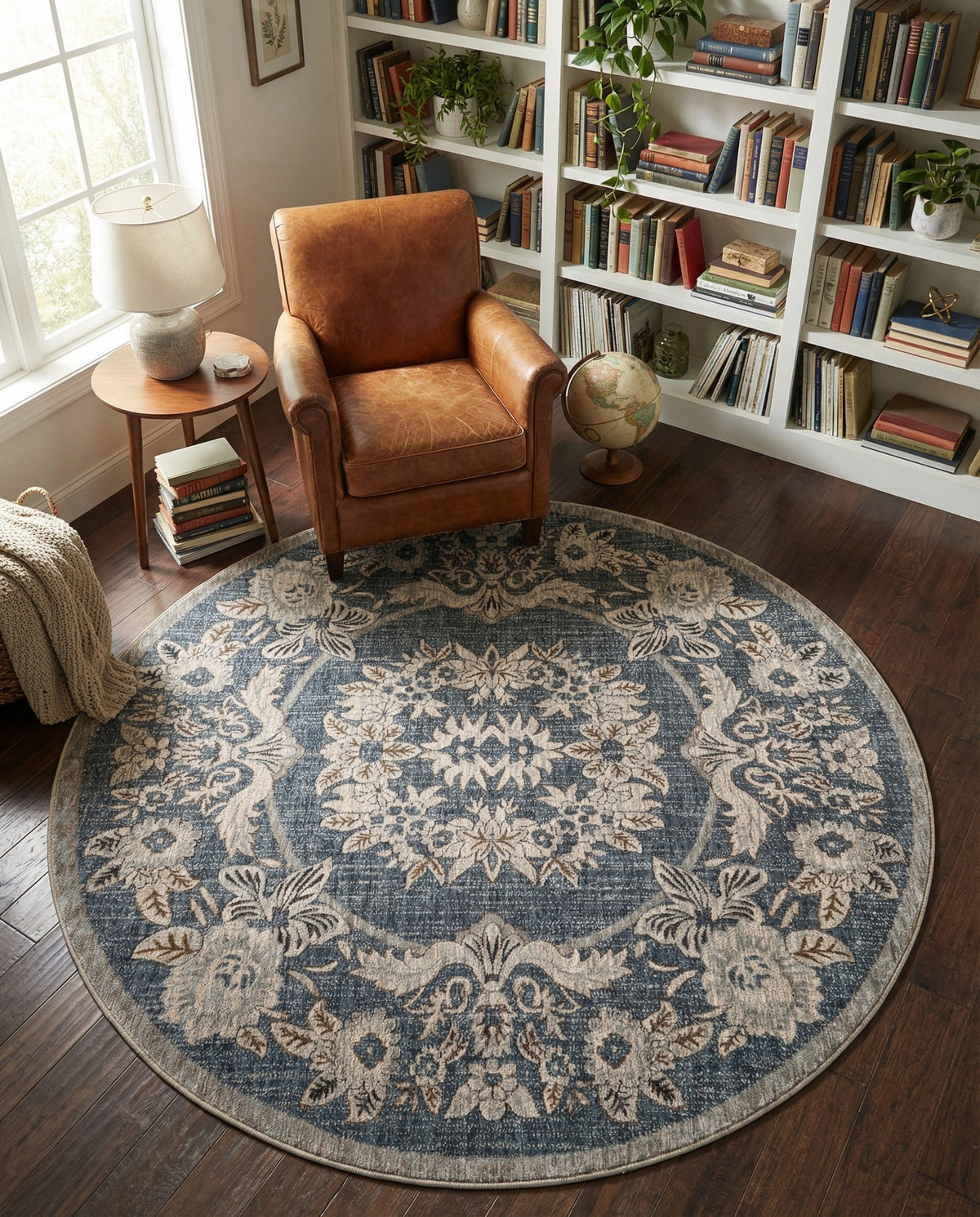 Heritage Harbor Collection Area Rug -  Seabreeze Round Harbor Blue  lifestyle 169