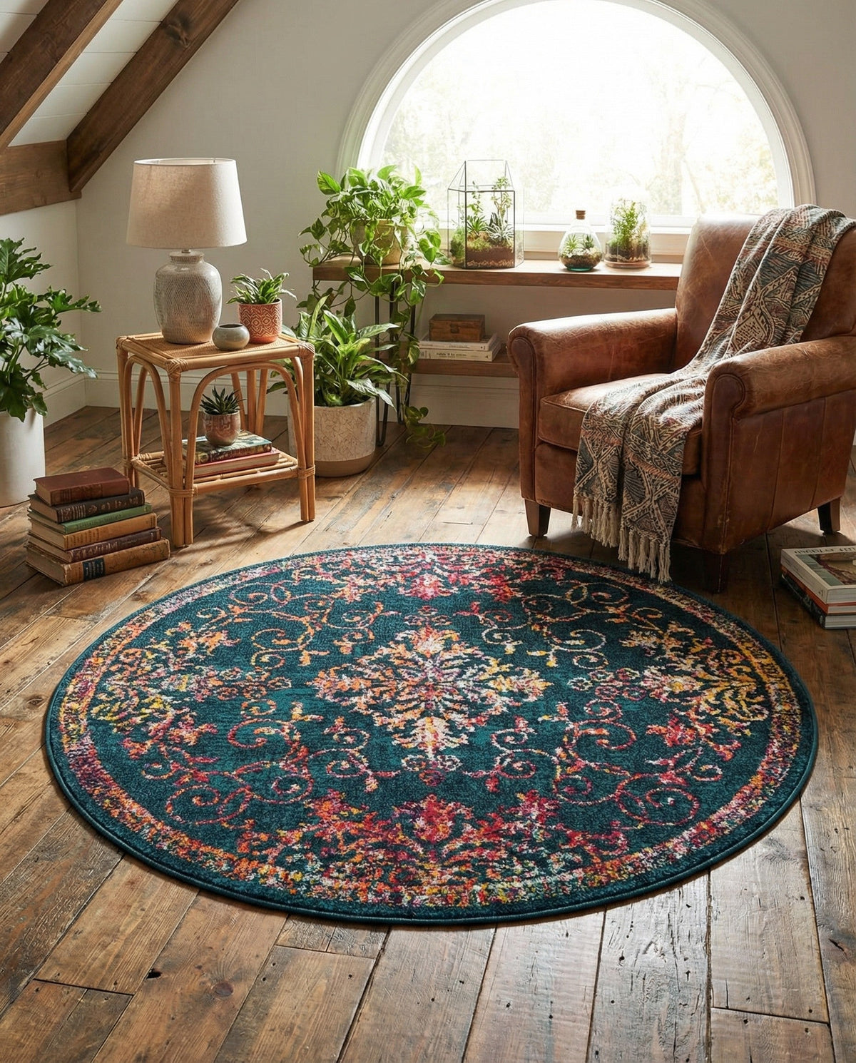 Brighton Terrace Collection Area Rug -  Saltdean Round Navy Blue  lifestyle 110