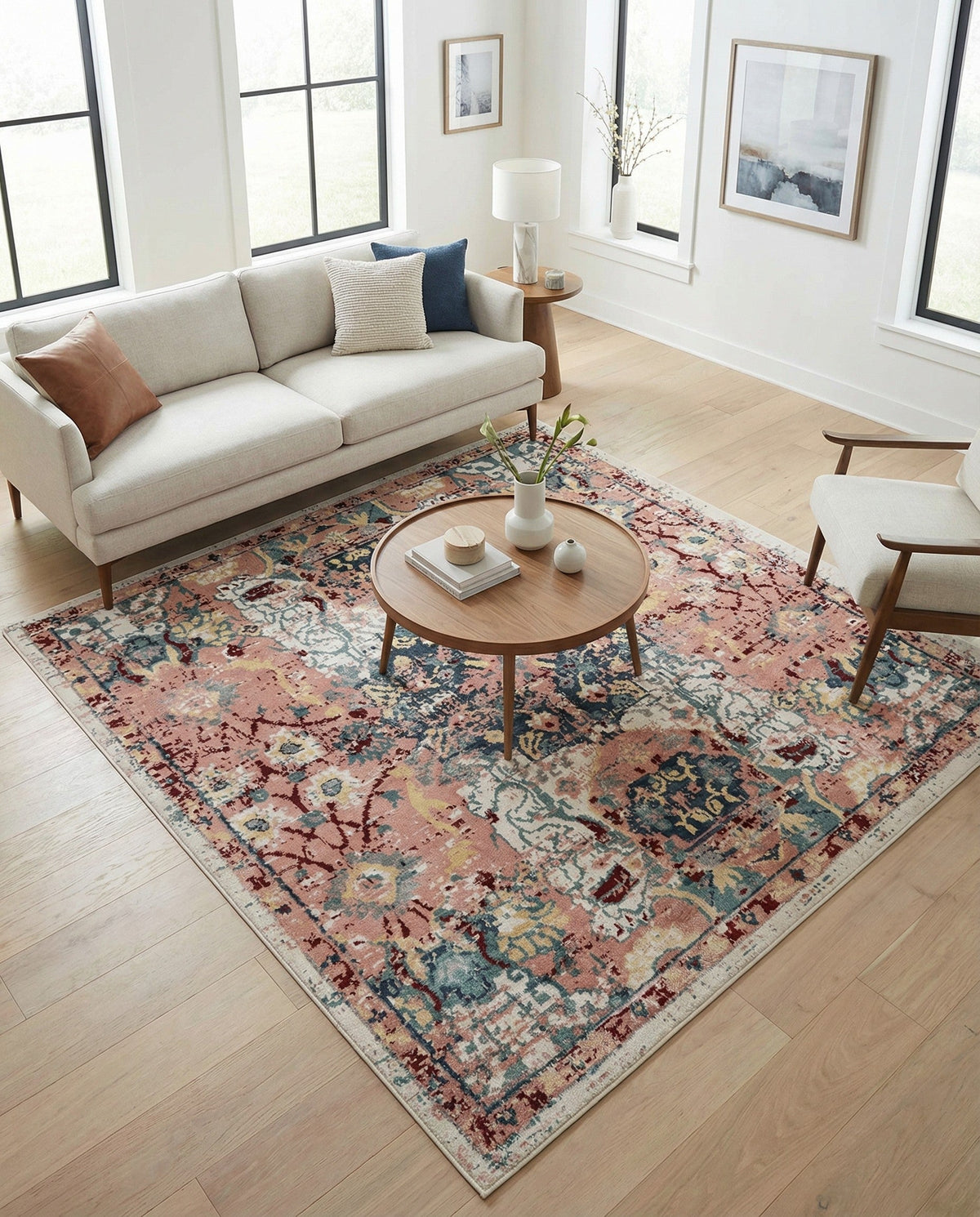 Savannah Elegance Collection Area Rug -  Azalea Square Pink  lifestyle 137