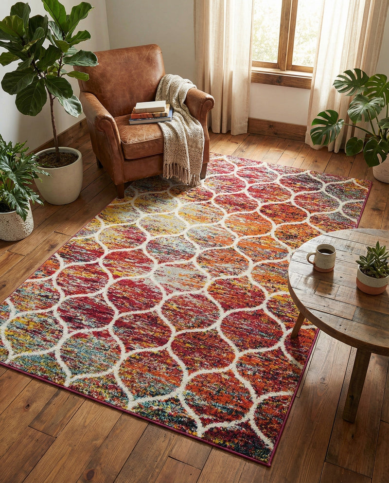 Trellis Mosaic Collection Area Rug -  Pergolatown (Multi) Rectangle Multi  lifestyle 23