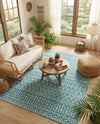 Marrakech Lattice Collection Area Rug - Medina (Turquoise) Rectangle Turquoise  lifestyle 12