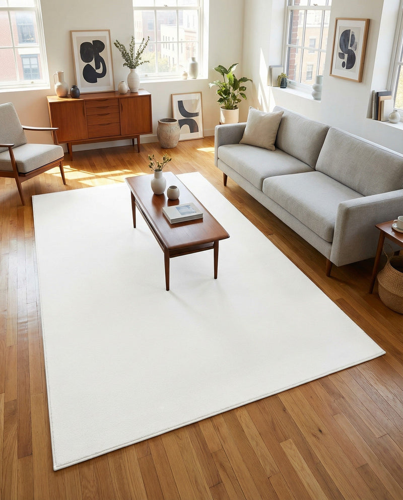 Solid Shag Seaside Collection Area Rug - Azure Cove (Snow White) Rectangle Snow White  lifestyle 5