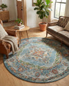 Savannah Soiree Collection Area Rug - Serengeti (Blue) Round Blue  lifestyle 68