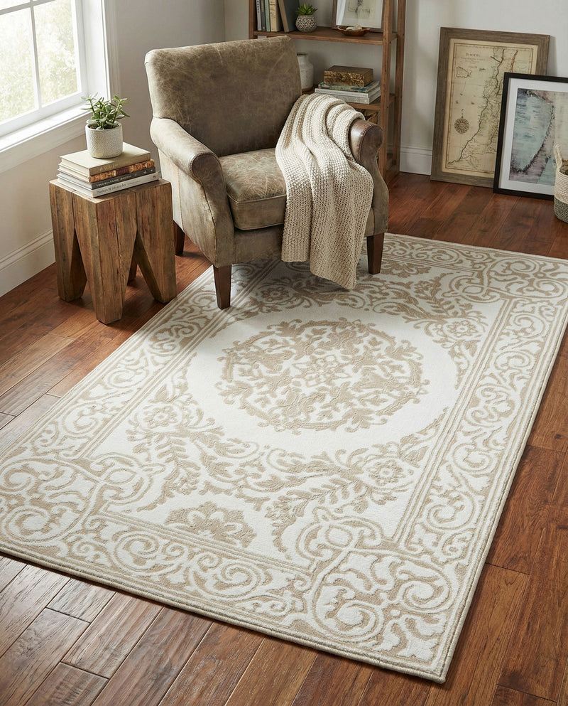 Sanctuary Retreat Collection Area Rug -  Enclave Rectangle Snow White  lifestyle 34