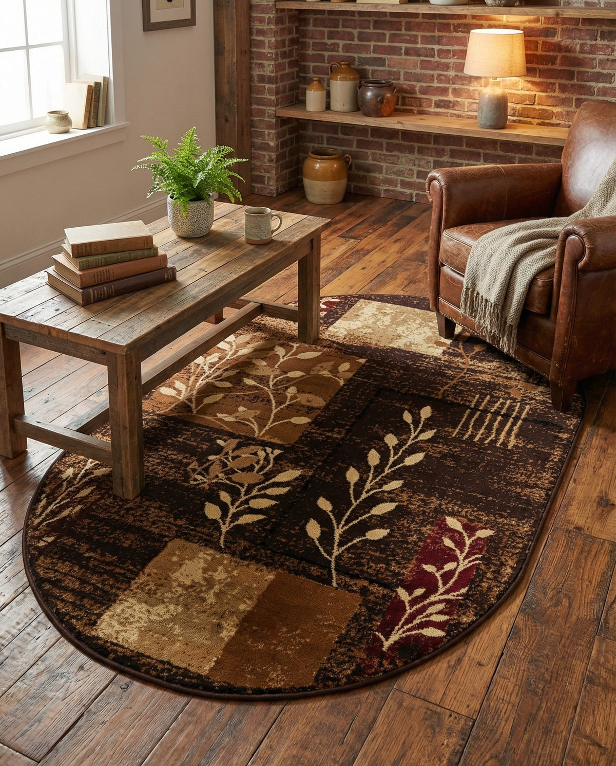 Bistro Lounge Collection Area Rug -  Affogato Oval Brown  lifestyle 129