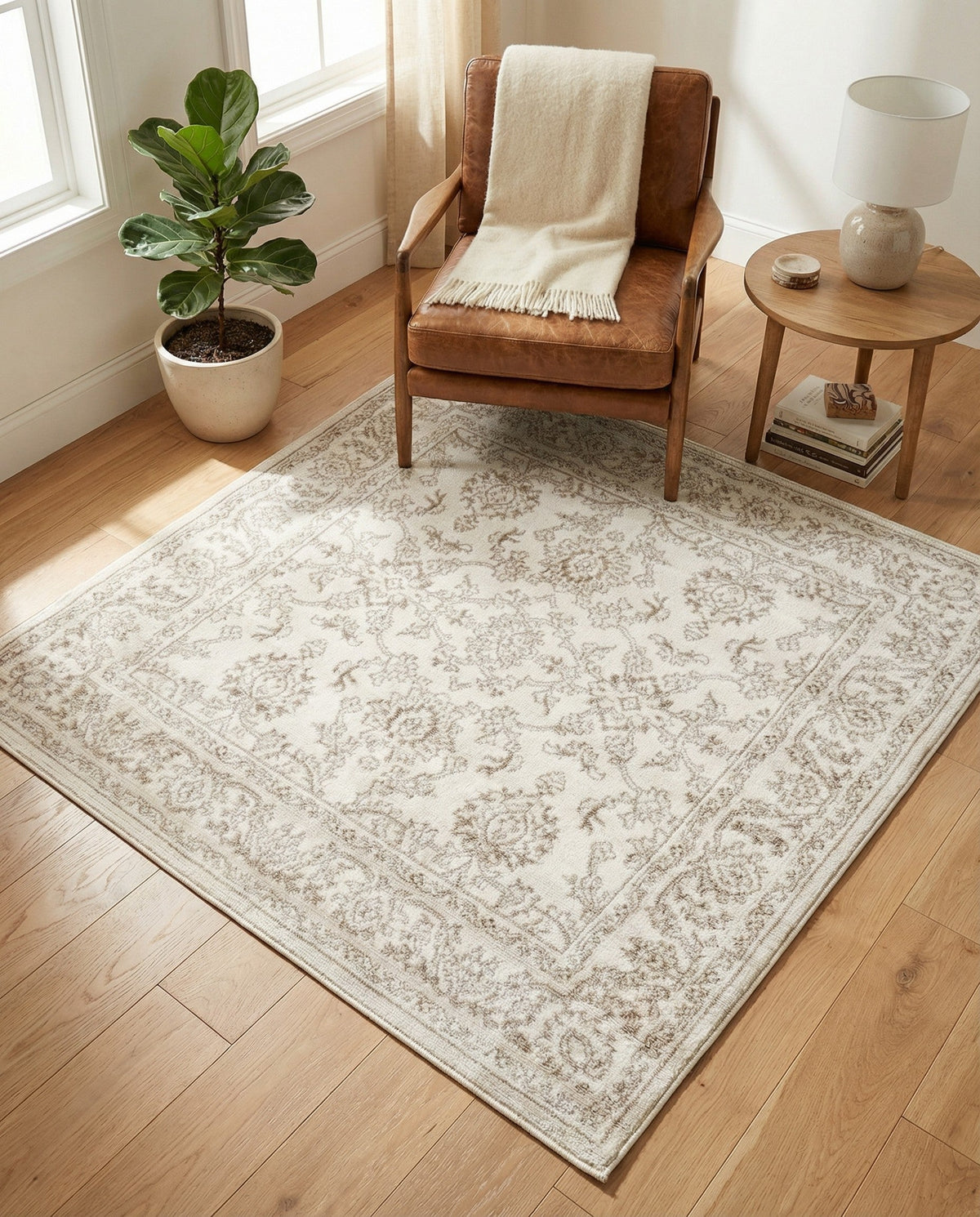 Savannah Elegance Collection Area Rug - Augusta (Ivory) Square Ivory  lifestyle 118